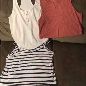 3 tank tops one navy and American Eagle